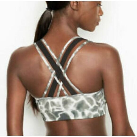 Victoria’s Secret Sport So Strappy Sports Bra M Grey Pool Tie Dye - Picture 1 of 6
